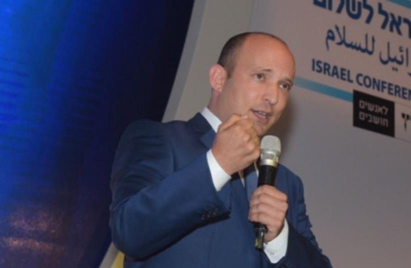 Naftali Bennet at Haaretz Peace Conference (photo credit: AVSHALOM SASSONI/MAARIV)