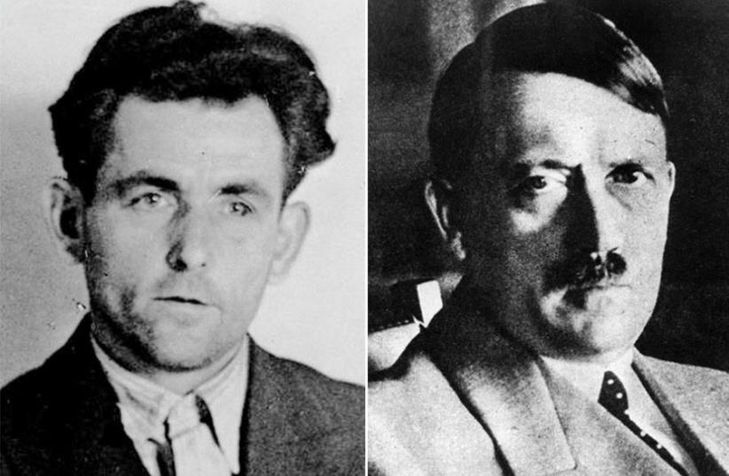Georg Elser and Adolf Hitler (photo credit: Wikimedia Commons,REUTERS)