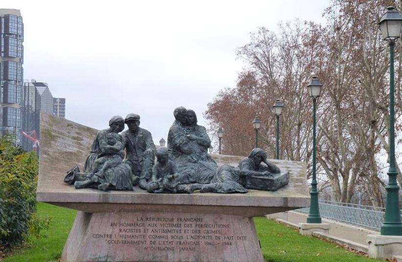 Vel' d'Hiv Monument - More than 13,000 French Jews were rounded up in Paris by the Nazis in 1942. (photo credit: LEONIEKE AALDERS VIA WIKIMEDIA COMMONS/CC BY-SA 3.0)