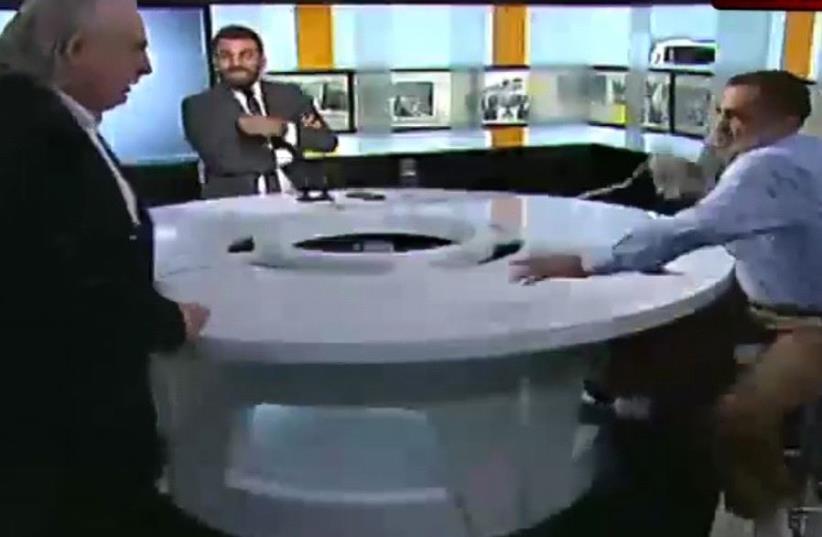 A debate on Lebanese television turns into a brawl.  (photo credit: screenshot)