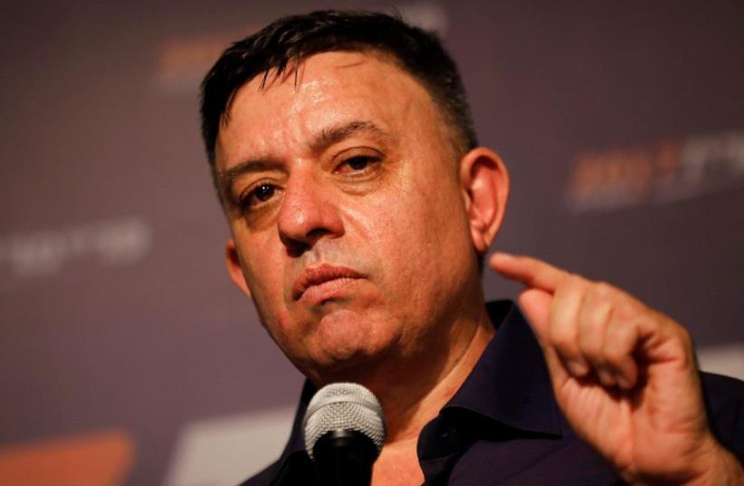 Avi Gabbay, the leader of Israel's centre-left Labour party, delivers his victory speech after winning the Labour party primary runoff, at an event in Tel Aviv, Israel July 10, 2017. (photo credit: REUTERS)