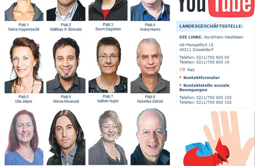 MEMBERS OF Germany’s Left Party in North Rhine-Westphalia who were candidates for the Bundestag appear on the organization’s website. (photo credit: screenshot)