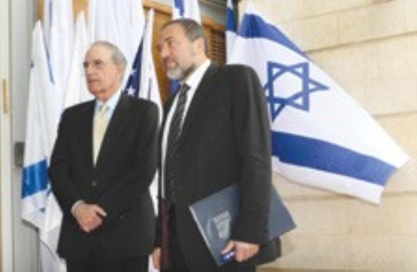 Foreign Minister Avigdor Lieberman meets U.S. envo (photo credit: Ariel Jerozolimzki )