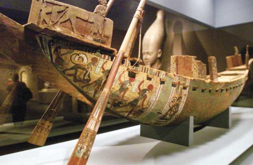 A boat from the tomb of Amenhotep II (1427-1400 BCE) on display at the National Gallery of Art in Washington (photo credit: REUTERS)