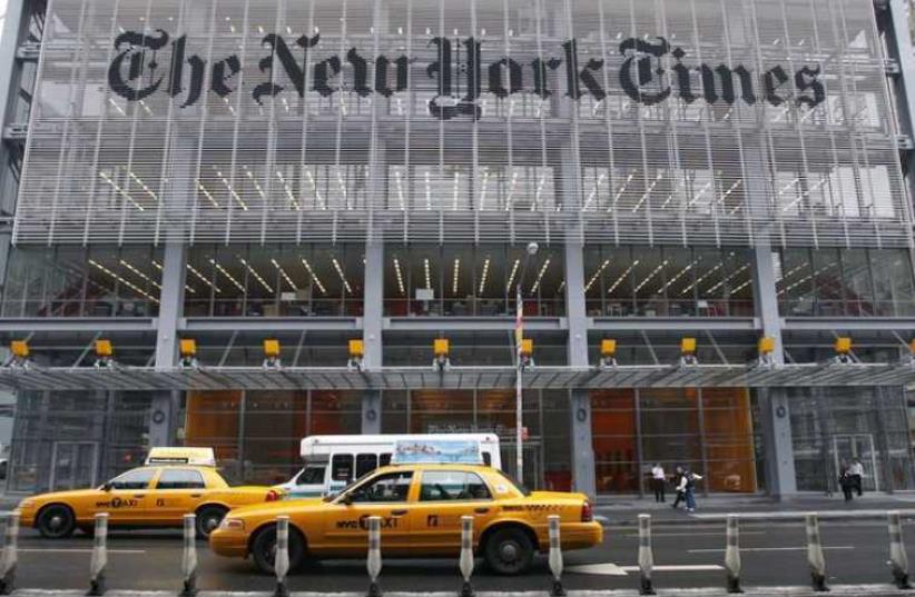 The headquarters of the New York Times is pictured on 8th Avenue in New York (photo credit: REUTERS)