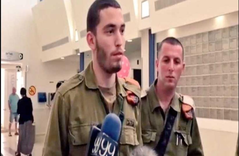 St.-Sgt. Tomer Lan, who was stabbed in the back by a Palestinian attacker, shot the terrorist dead (photo credit: IDF SPOKESMAN’S UNIT)