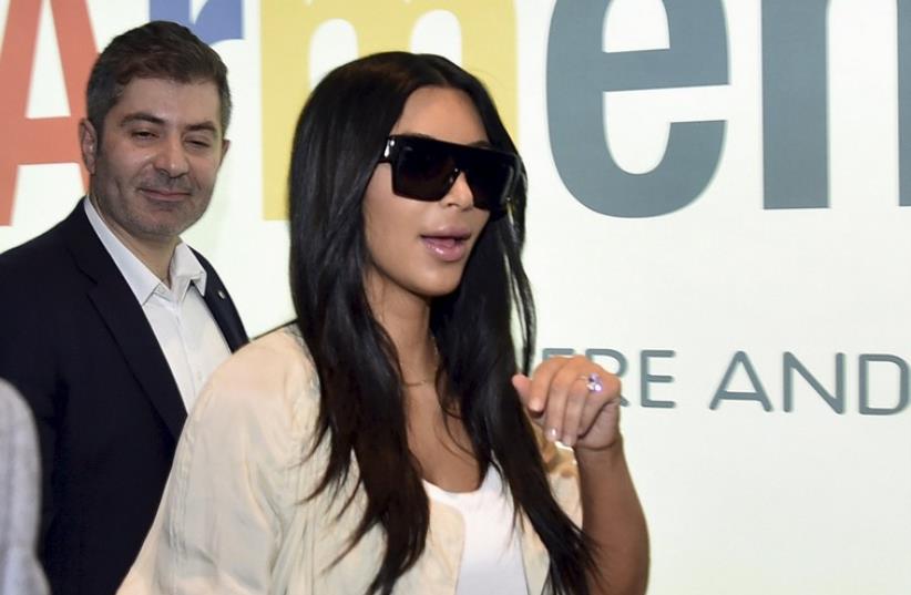 Kim Kardashian in Armenia, April 8, 2015 (photo credit: REUTERS)