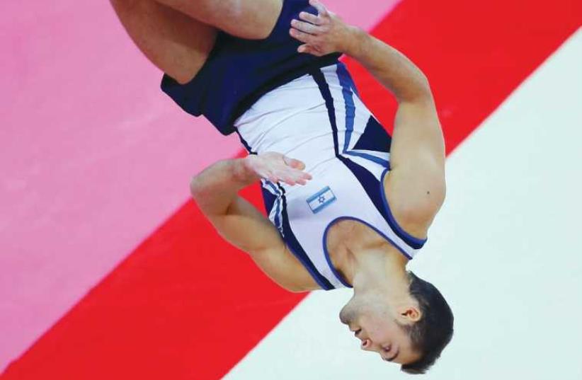 Israeli gymnast Alex Shatilov at the European Artistic Gymnastics Championships in Montpellier, France, April 18   (photo credit: REUTERS)