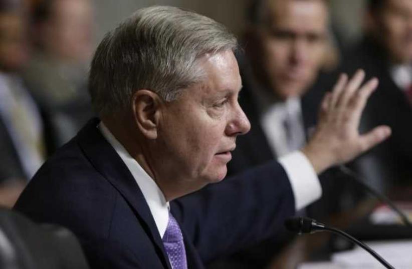 US Senator Lindsey Graham (R-SC) during a Senate Armed Services Committee hearing on Capitol Hill in Washington (photo credit: REUTERS)