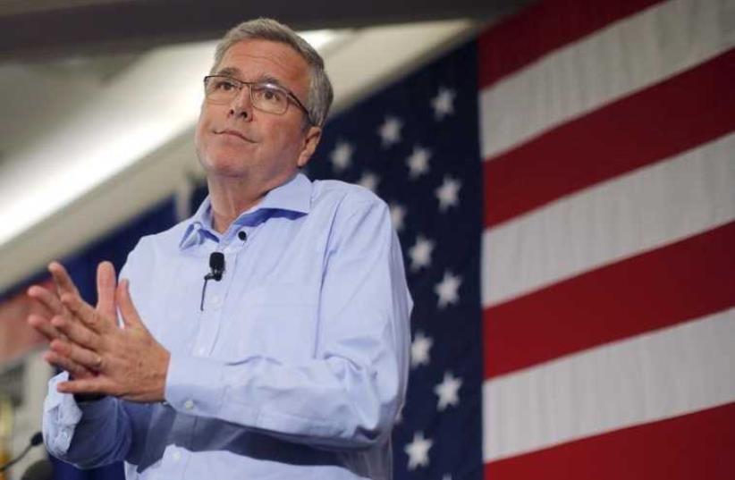Former Florida governor and probable 2016 Republican presidential candidate Jeb Bush speaks at the First in the Nation Republican Leadership Conference in Nashua, New Hampshire (photo credit: REUTERS)