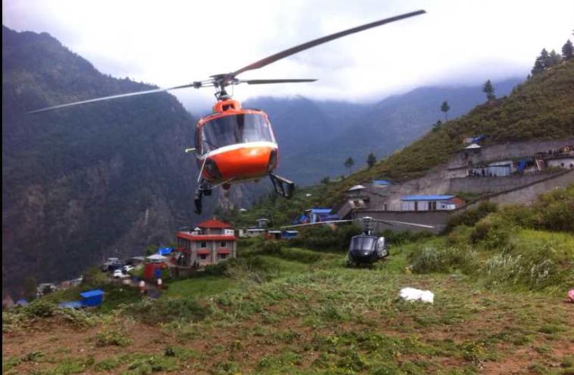 Rescue helicopters are deployed in Nepal (photo credit: FOREIGN MINISTRY)
