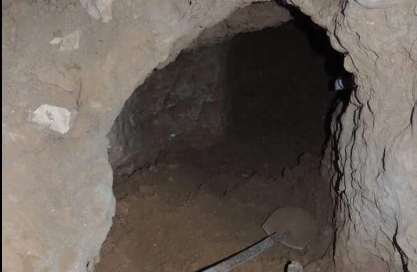 The cave where alleged antiquities thieves dug for treasure‏. (photo credit: BORDER POLICE)