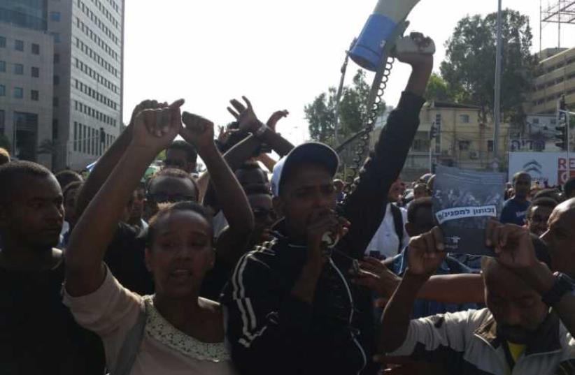 Ethiopian - Israel protest in Tel Aviv (photo credit: BEN HARTMAN)