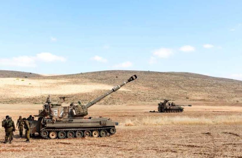 An IDF artillery unit participates in a war drill this week in the Jordan Valley (photo credit: IDF SPOKESPERSON'S UNIT)