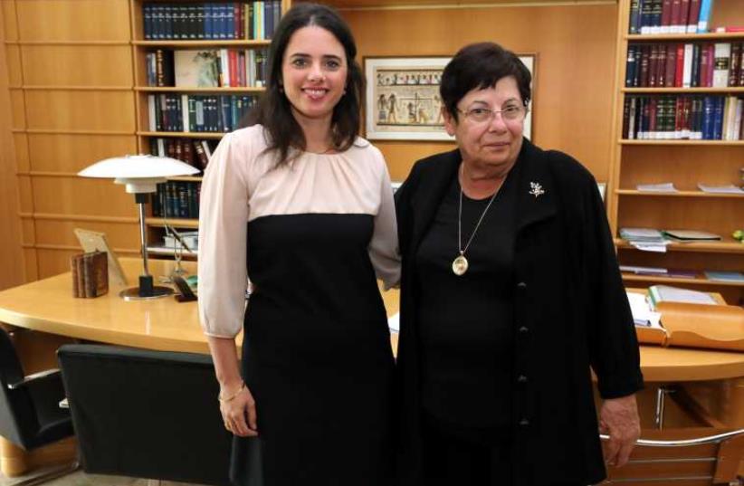  President of the Israeli Supreme Court, Judge Miriam Naor, meets with Justice Minister Ayelet Shaked. (photo credit: REUTERS)