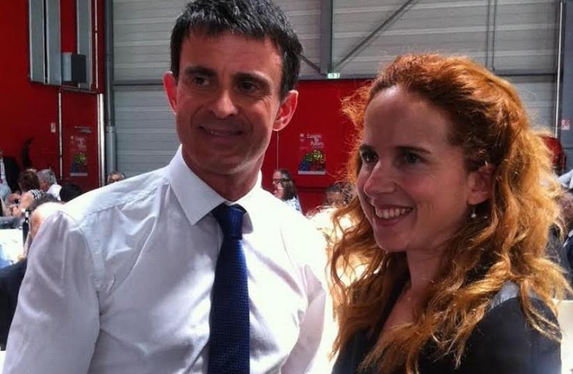 French Prime Minister Manuel Valls and MK Stav Shaffir at the French Socialist Party congress, June 6 (photo credit: STAV SHAFFIR'S OFFICE)