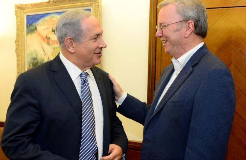 PM Benjamin Netanyahu meets with Google executive chairman Eric Schmidt. (photo credit: KOBI GIDEON/GPO)