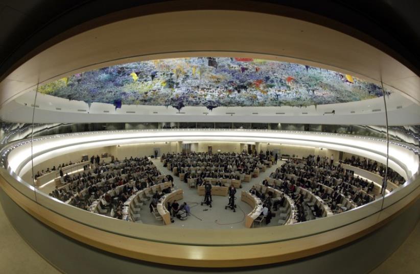 Overview of a Human Rights Council special session at the United Nations in Geneva (photo credit: REUTERS)