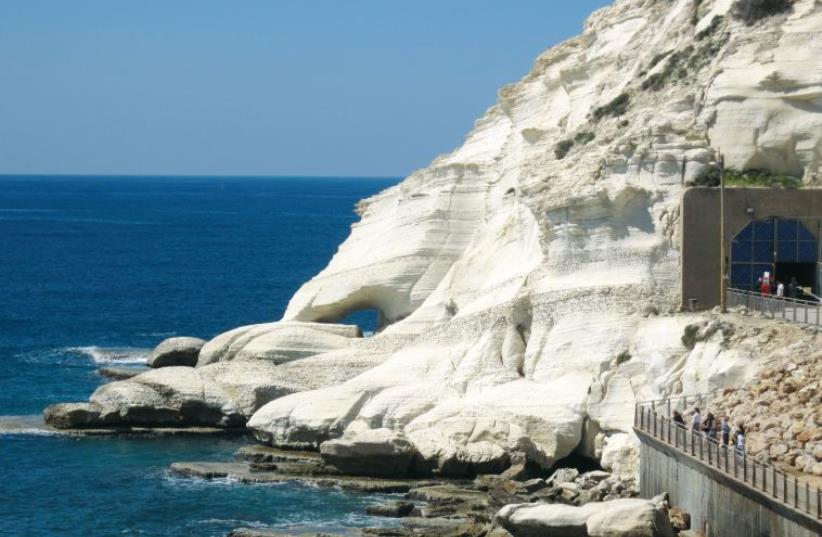 The cliffs at Rosh Hanikra. A great place to walk and birdwatch, but swimming can be dangerous. (photo credit: NATIONAL NATURE AND PARKS AUTHORITY)