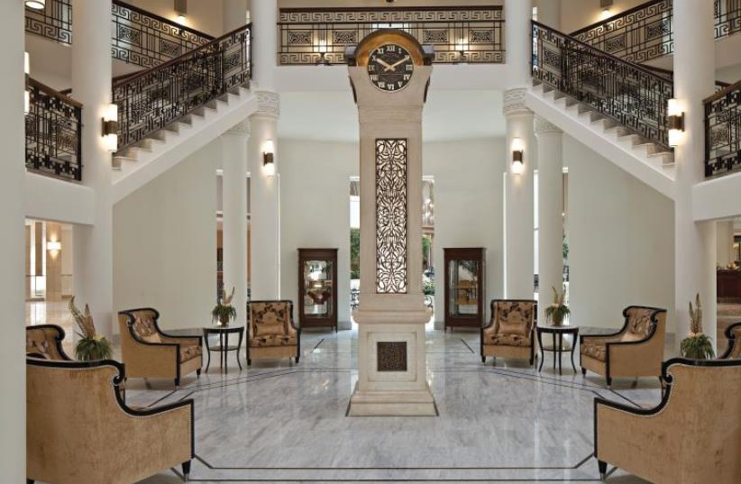 The Rotonda and the restored staircase at the Waldorf Astoria Hotel (photo credit: AMIT GERON)