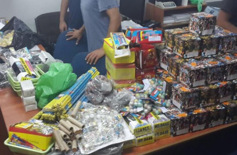 Explosives found on the scene including fireworks and plastic weapons (photo credit: COURTESY ISRAEL POLICE)