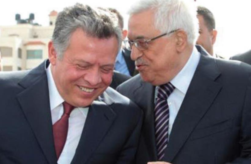 Mahmoud Abbas (right) to King Abdullah: We are one nation in two states (photo credit: REUTERS)