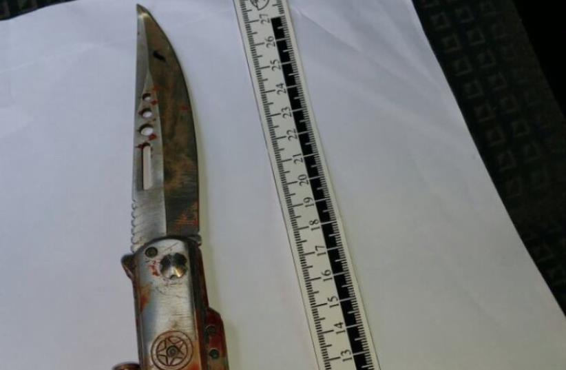 The knife used in a stabbing attack near Damascus Gate. (photo credit: ISRAEL POLICE)