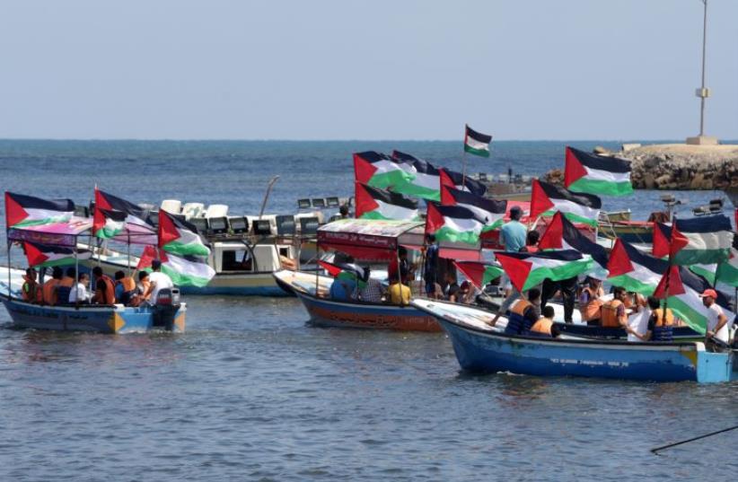 Gaza flotilla (photo credit: MAHMUD HAMS / AFP)