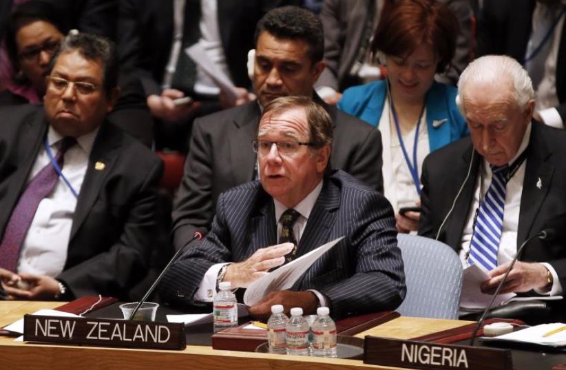 New Zealand's Foreign Minister Murray McCully addresses a meeting of the United Nations Security Council at U.N. headquarters in New York February 23, 2015. (photo credit: MIKE SEGAR / REUTERS)