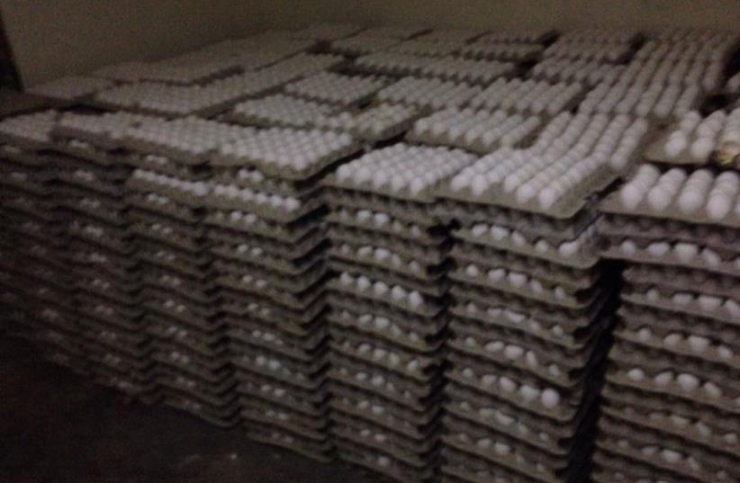 Seized eggs from West Bank (photo credit: POLICE SPOKESPERSON'S UNIT)