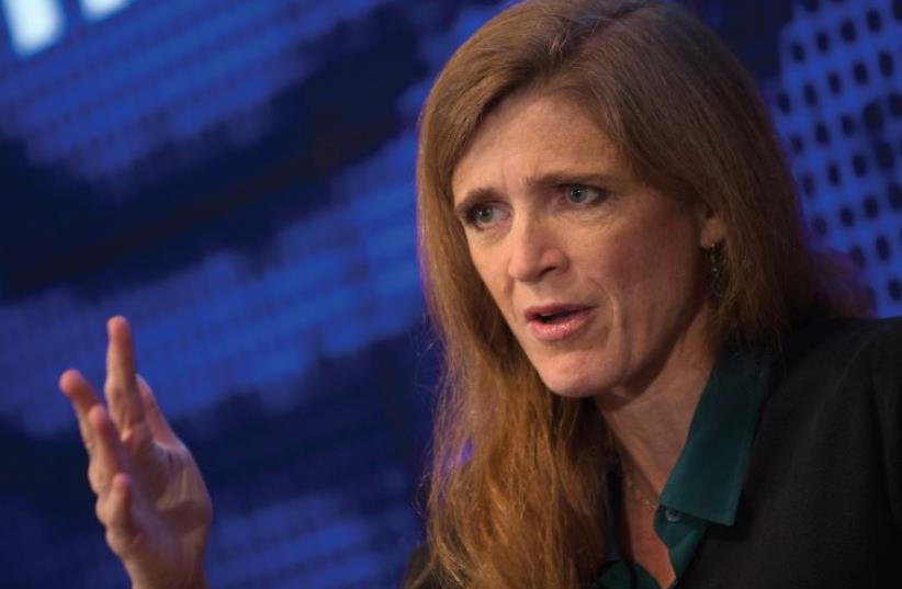 US AMBASSADOR to the United Nations Samantha Power speaks during a Reuters Newsmaker panel discussion last year. (photo credit: REUTERS)
