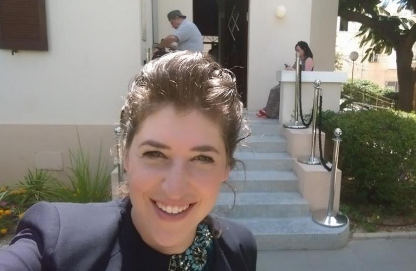 Mayim Bialik outside house of relative and poet Hayim Bialik  (photo credit: MAYIM BIALIK)