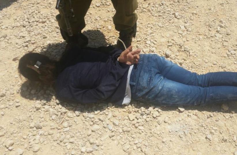 Female Palestinian terrorist arrested after stabbing soldier (photo credit: Courtesy)