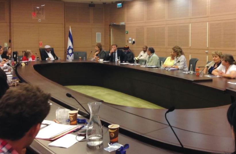Tuesday’s committee meeting at the Knesset. (photo credit: JOSH LOGUE)