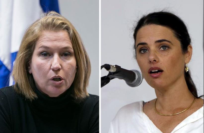 Tzipi Livni and Ayelet Shaked (photo credit: REUTERS)