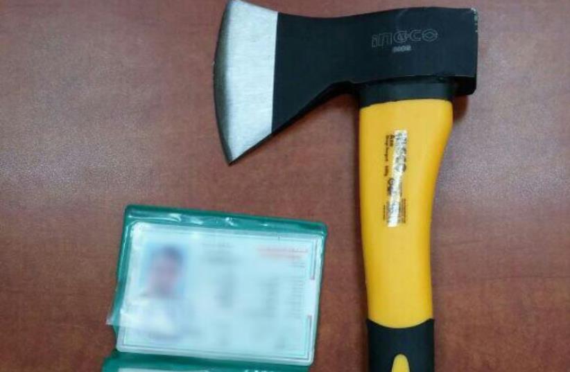 Axe found on Palestinian (photo credit: ISRAEL POLICE)