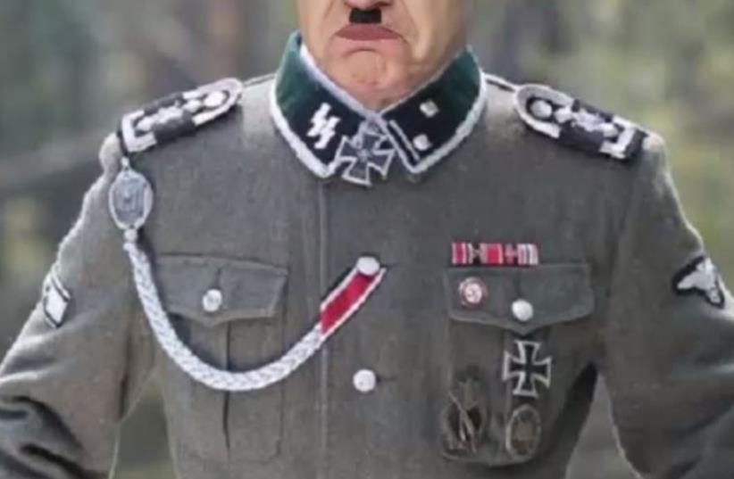 Screenshot of video uploaded to Youtube showing Netanyhau in Nazi uniform (photo credit: YOUTUBE SCREENSHOT)
