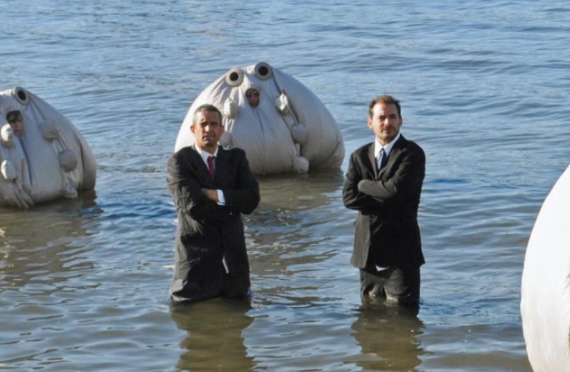 COMIC ACTIVISTS Mike Bonanno (left) and Andy Bichlbaum take on climate change in ‘The Yes Men are Revolting.’ (photo credit: NATE ‘IGOR’ SMITH))