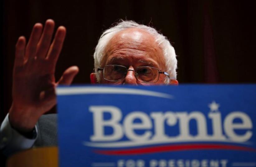 Democratic presidential candidate and US Senator Bernie Sanders (I-VT) speaks at a campaign event in Des Moines (photo credit: REUTERS)
