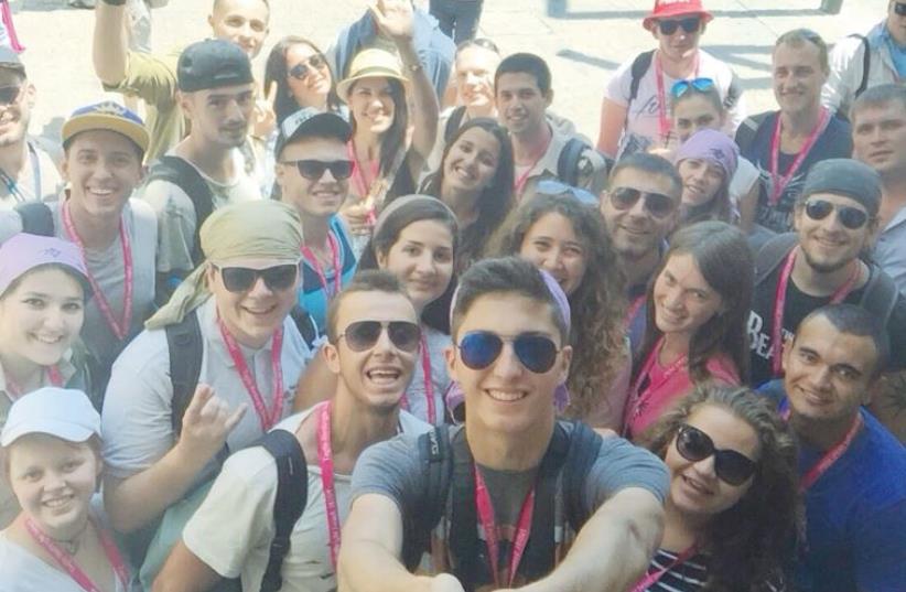 UKRAINIAN JEWISH students, including some from Russian-occupied Crimea, enjoy themselves during a Birthright trip to Israel this week. (photo credit: Courtesy)