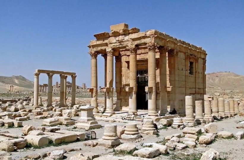 Temple of Baal Shamin in Palmyra before its destruction in August 2015 (photo credit: BERNARD GAGNON- WIKIMEDIA)