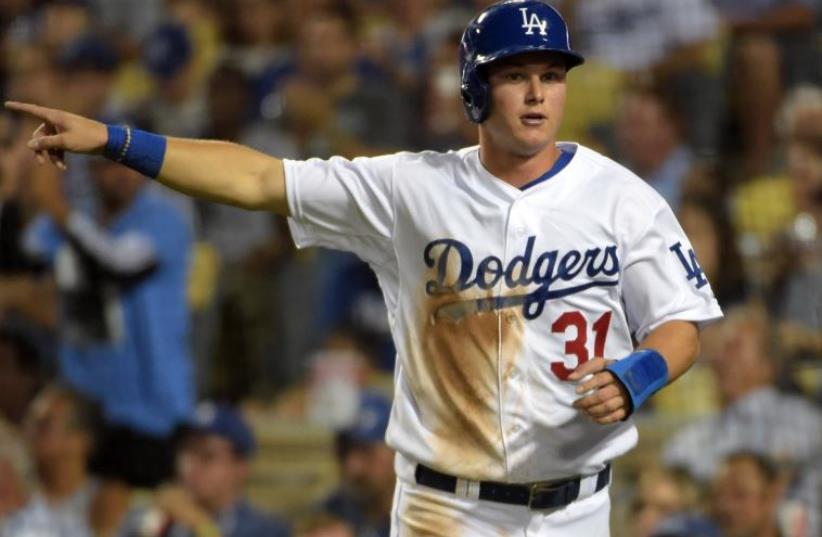 Los Angeles Dodgers center fielder Joc Pederson, Aug 12, 2015 (photo credit: REUTERS)