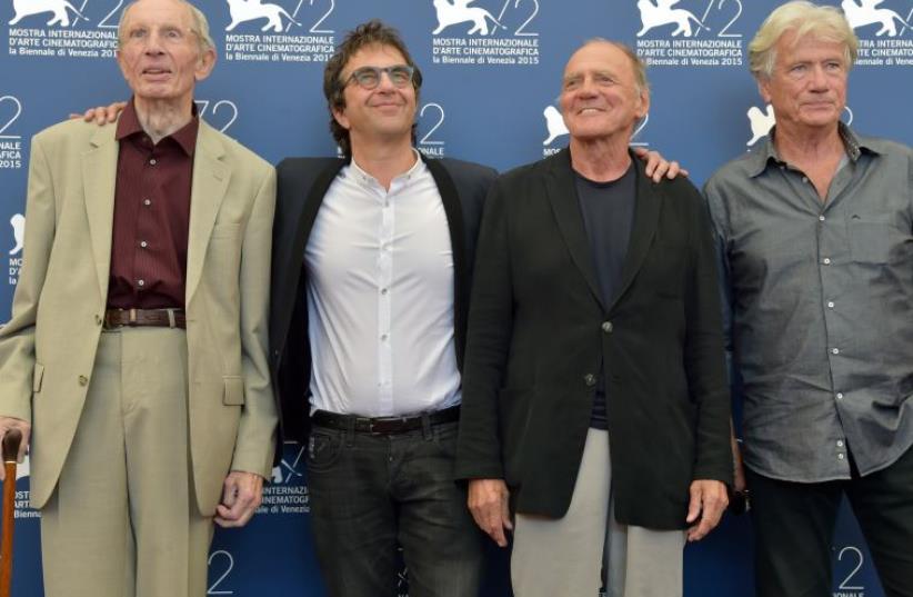 From left : Actor Heinz Lieven, director Atom Egoyan, actor Bruno Ganz and actor Jurgen Prochnow pose during the photocall of the movie "Remember" at the 72nd Venice International Film Festival  (photo credit: TIZIANA FABI/AFP)
