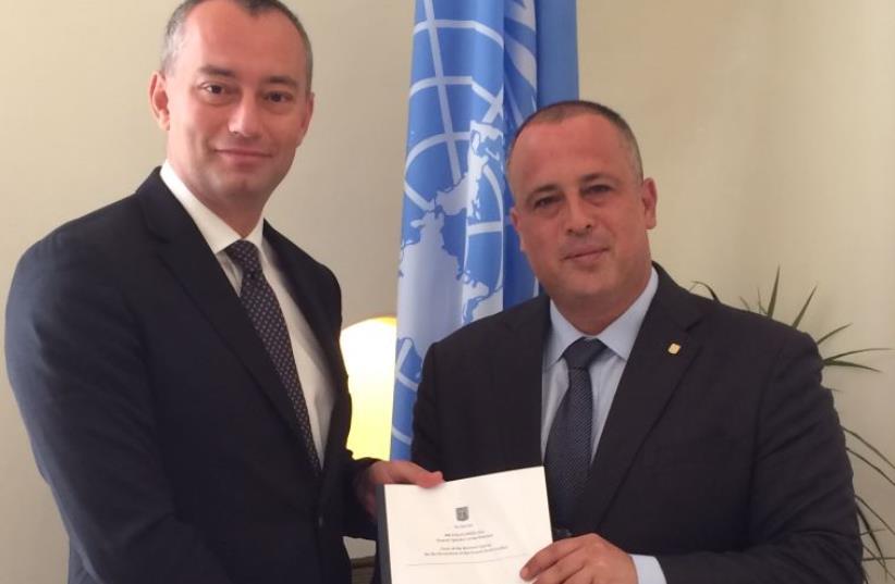 UN Special Coordinator for the Middle East Peace Process Nickolay Mladenov (L) and Zionist Union MK Hilik Bar (photo credit: Courtesy)