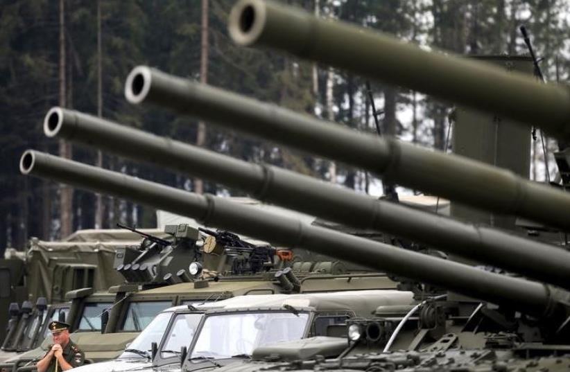 Russian tanks and armored vehicles [Illustrative] (photo credit: REUTERS)