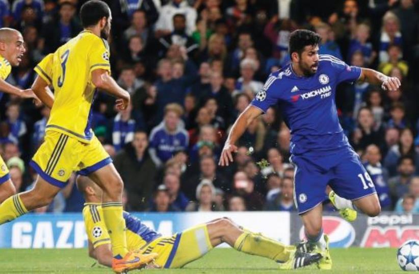 Chelsea beats Maccabi Tel Aviv 4-0 in Champions League Group G encounter, September 16, 2015 (photo credit: REUTERS)
