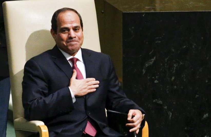 Egypt's President Abdel Fattah al-Sisi after addressing the 70th session of the UNGA, September 28, 2015.  (photo credit: REUTERS)