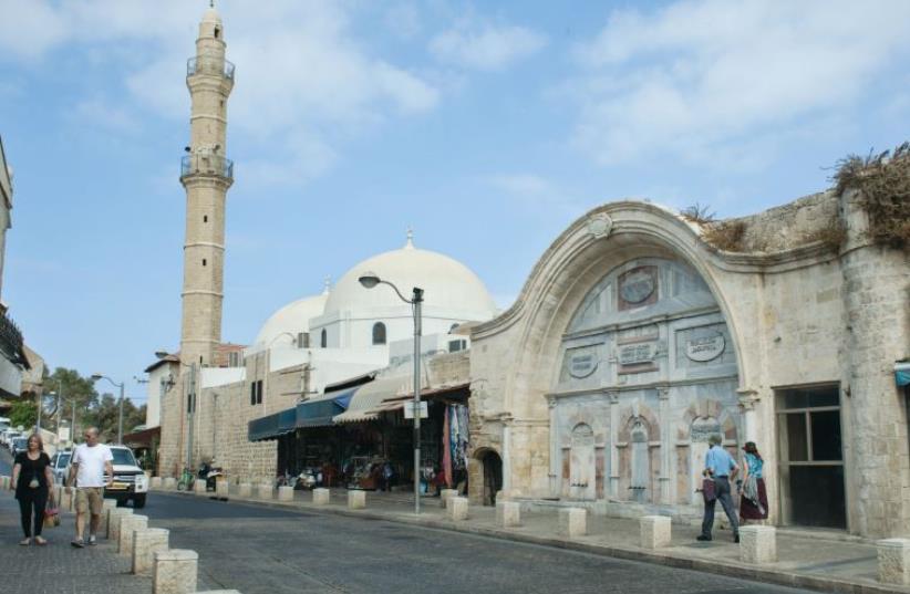 The Al-Mahmoudiya mosque in Jaffa. The writer can hear the muezzin’s call to prayer from his apartment (photo credit: ANNA LOSHKIN)