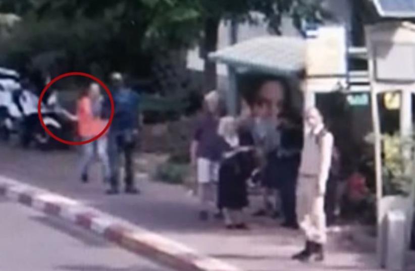 Scene of stabbing attack in Ra'anana (photo credit: screenshot)