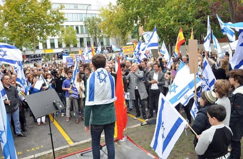 Demonstrators gather to rally in support of Israel (photo credit: Courtesy)
